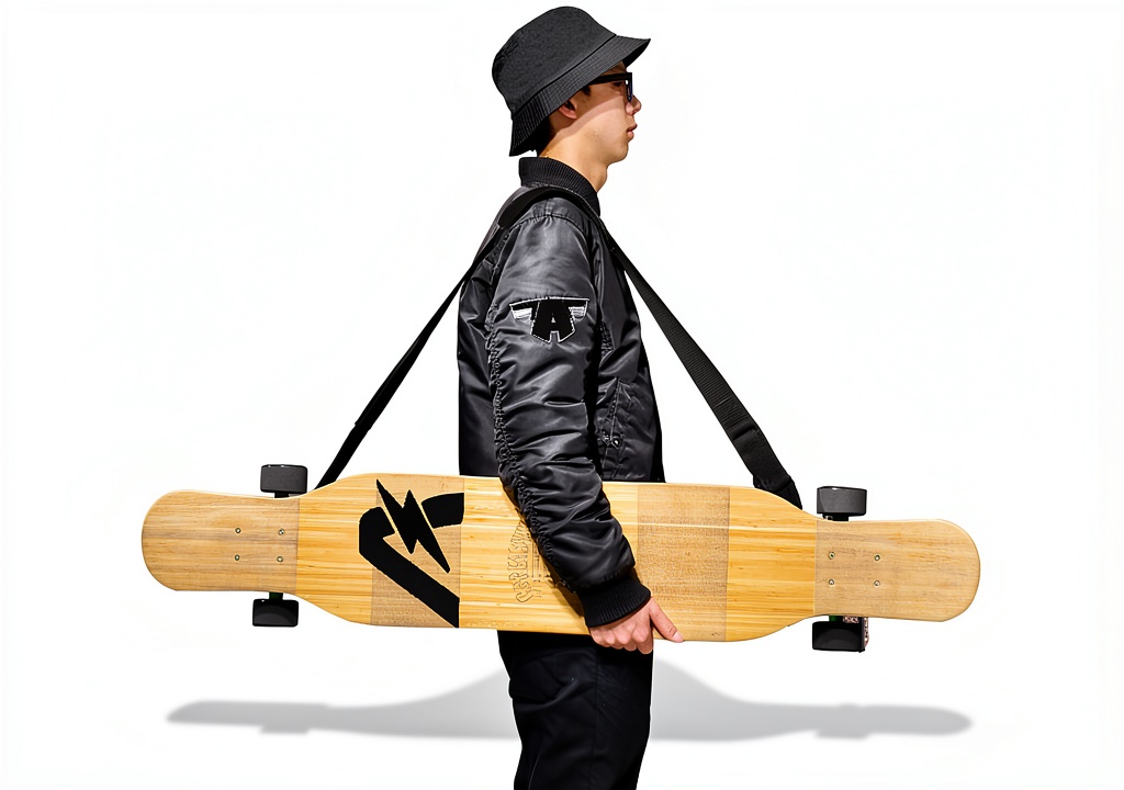 YS Sport skateboard sling bag being worn by a rider in an urban setting