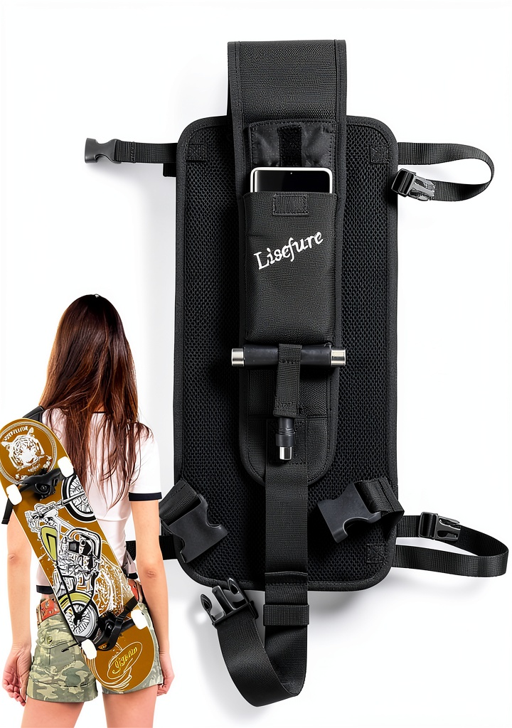 LISEFURE Skateboard Bag with strap on closure and stash pocket