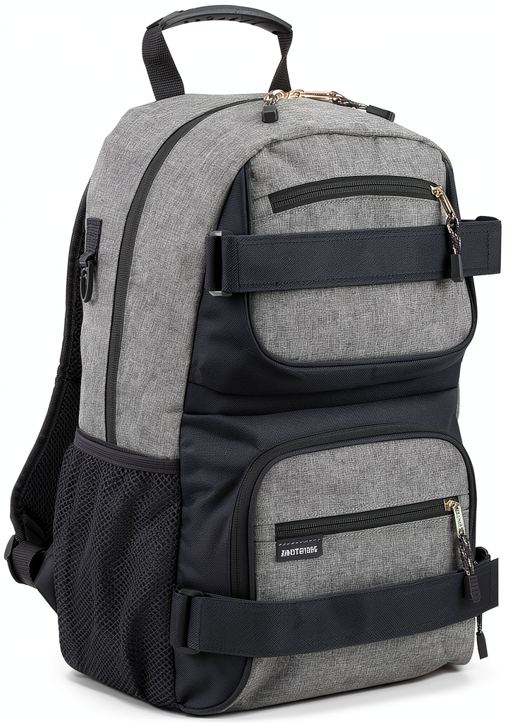 Eastsport Skateboarding Backpack in Graystone Chambray color on a skateboard